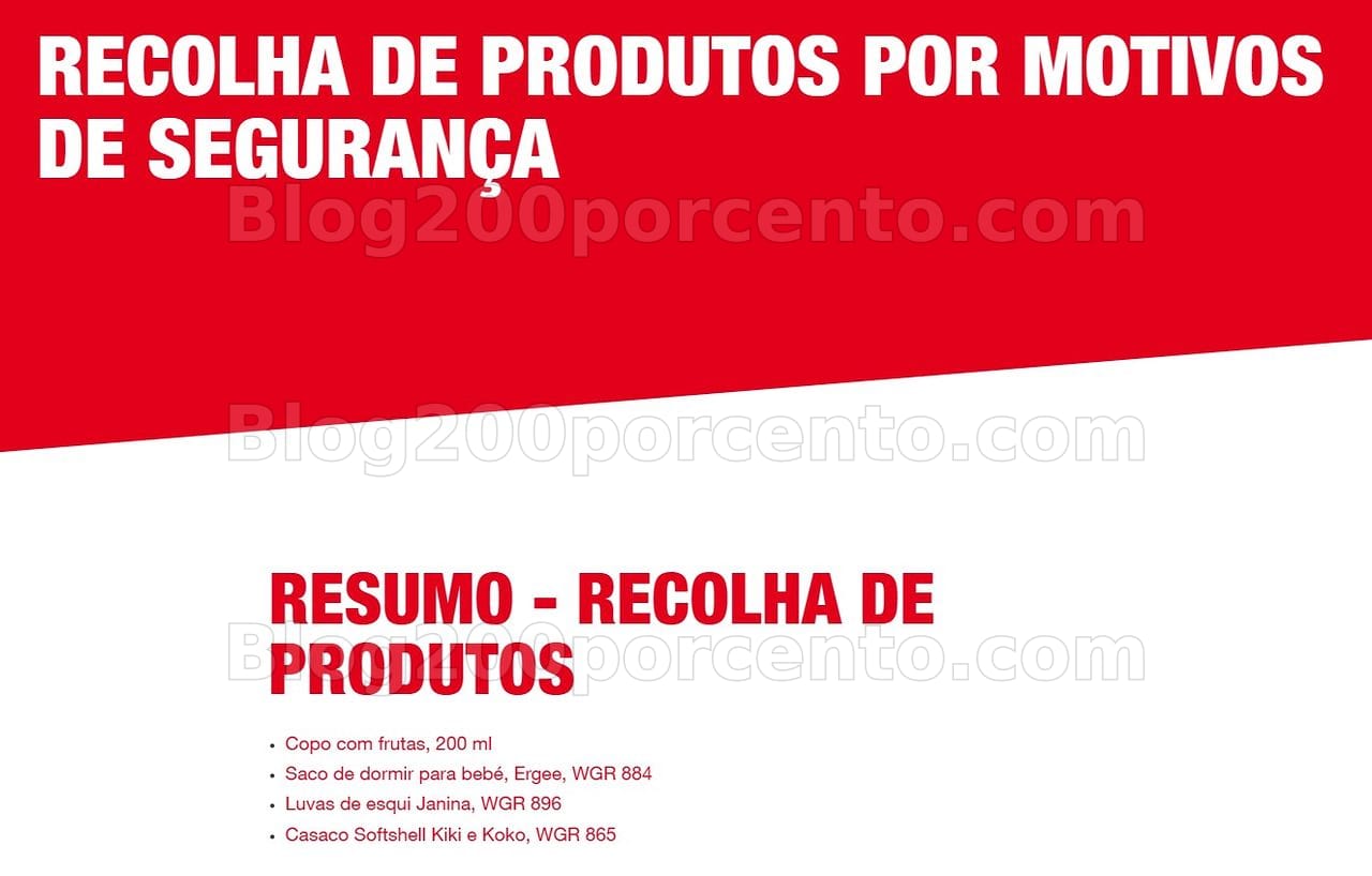 ALERTA - Recolhas em Curso KIK pare de usar e devolva estes artigos!